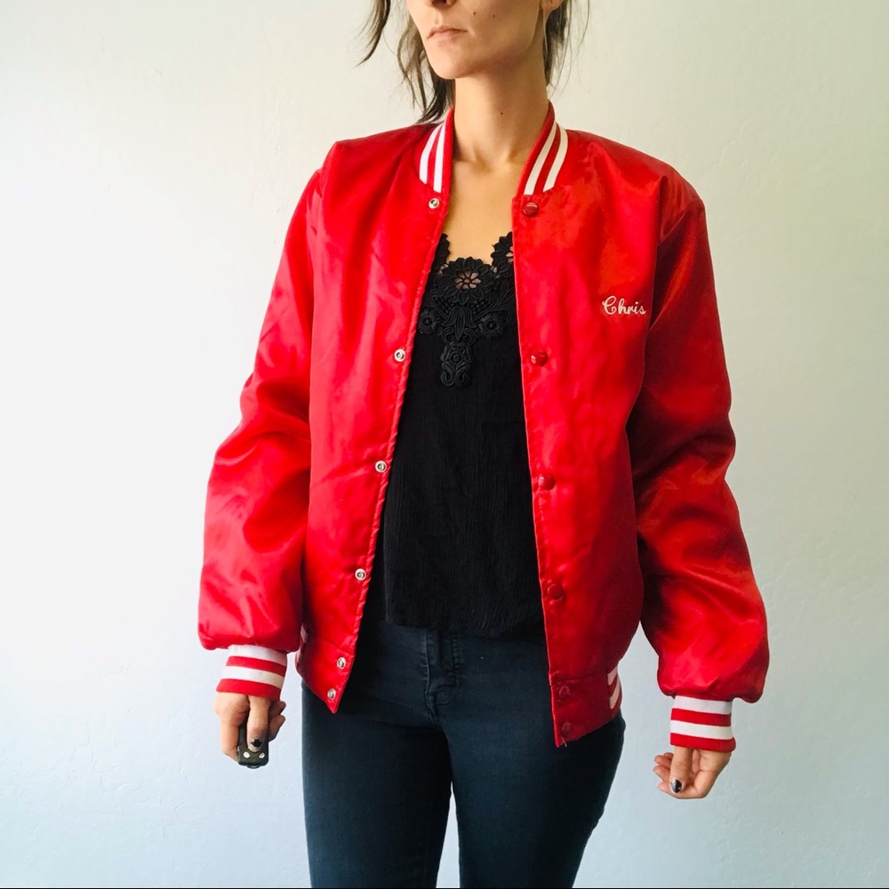 Vintage Red Bomber Jacket - Picture 6 of 13